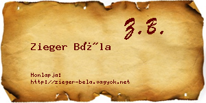 Zieger Béla névjegykártya